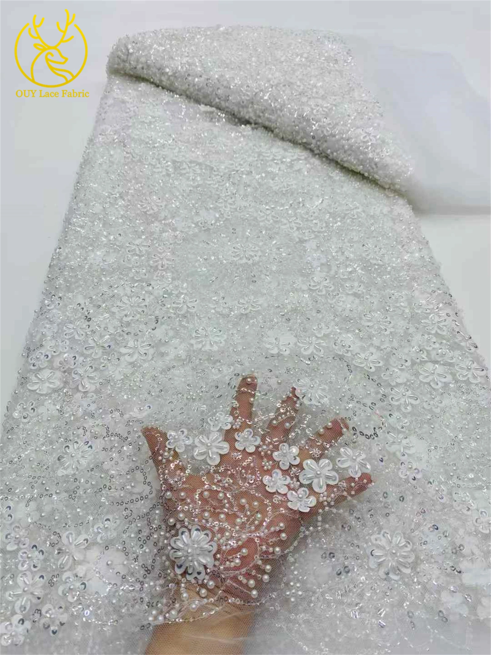 السماء الزرقاء أحدث النيجيري أقمشة الدانتيل النساء الأفريقي تول أقمشة الدانتيل الفاخرة اليدوية مطرز الترتر النسيج حفل زفاف 5 ياردة