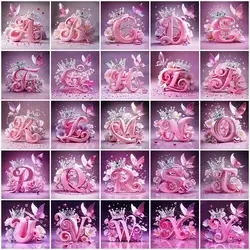 Huacan New Arrivals Diamond Painting Crown Letters Full Drill Mosaic Butterfly Alphabet Art Wall Decor For Home Craft Kit