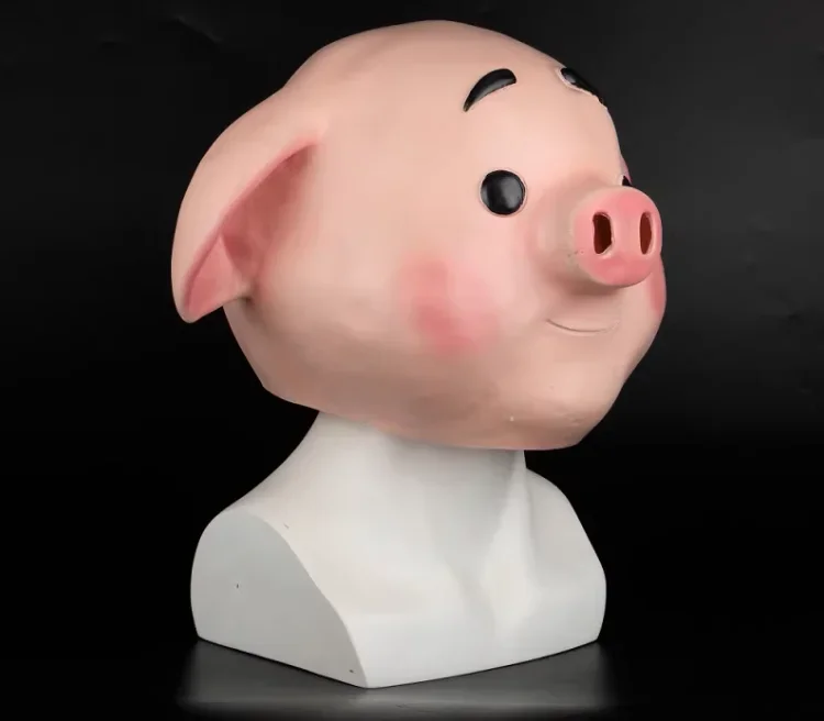 خنزير ليتل ضرطة قناع خوذة صافي خنزير أحمر دمية هالوين أداء الكرة كواي Tiktok قناع الدعامة رأس الخنزير