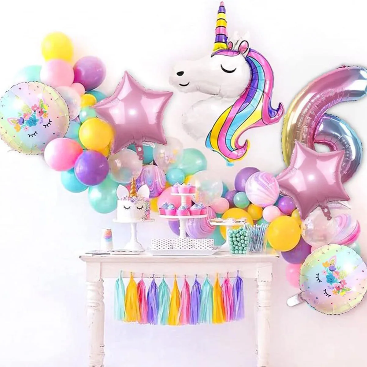 1Set Rainbow Unicorn Balloon 32 Inch Number Foil Balloons 1st Kids Unicorn Theme Birthday Party Decorations Baby Shower Globos