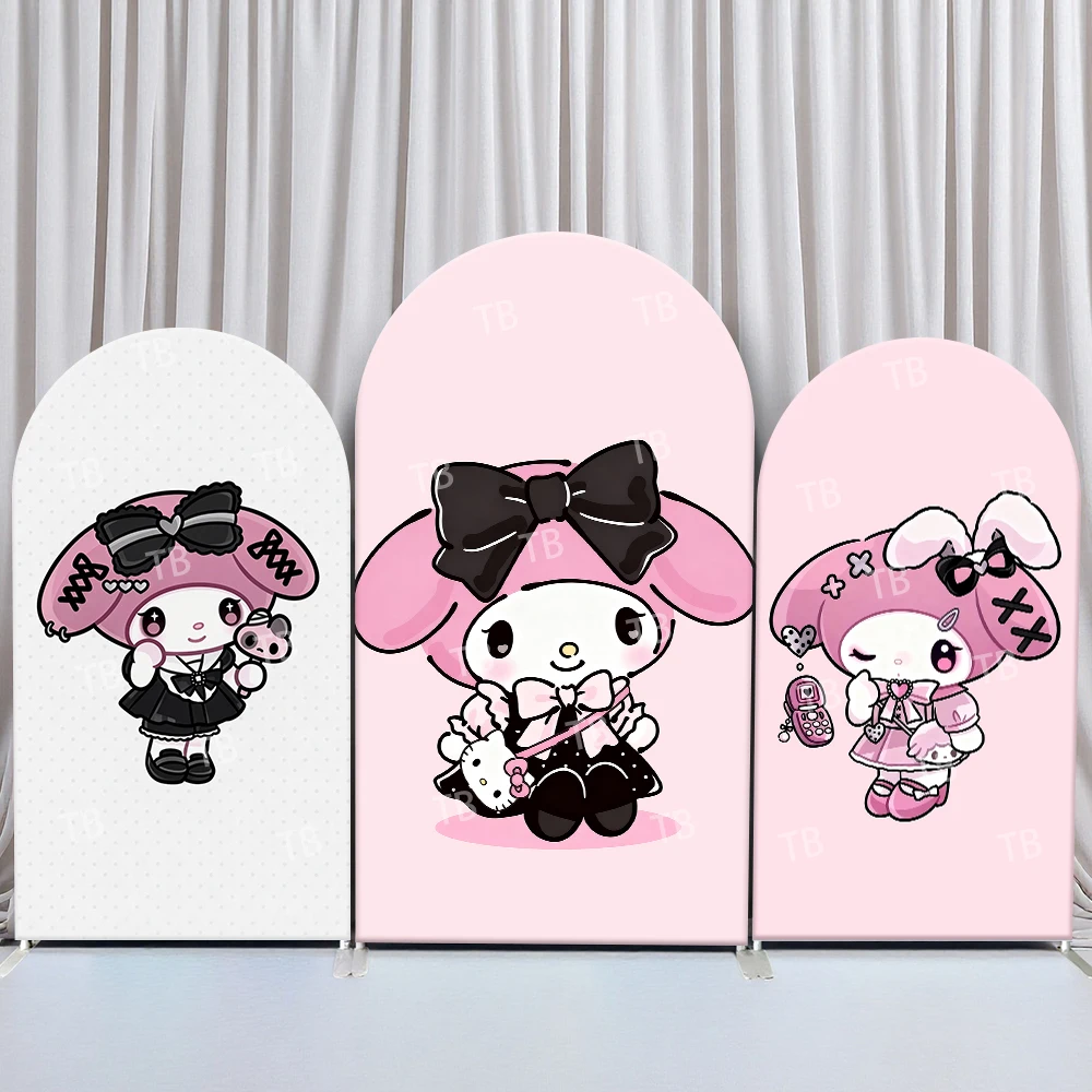 

Sanrio My Melody Pink Black Sweet Style Arch Backdrop Cover Lovely Festive Scene For Kids Birthday Baby Shower Photo Booth Decor