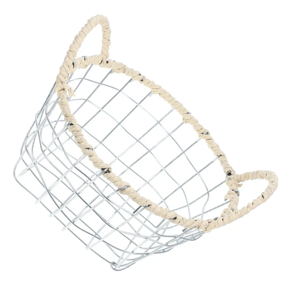 

Прочная металлическая корзина для хранения в индустриальном стиле, проволочный органайзер для кухни, кладовой, фруктов, закусок, хлеба, с удобной ручкой для переноски