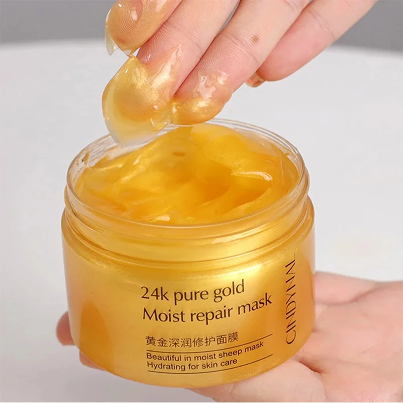 120G 24K Gold Luxury Moist Repair Cream,Face Skin Firming Hydrating Nourishing Brightening Sleeping Mask,Collagen Moisturizer