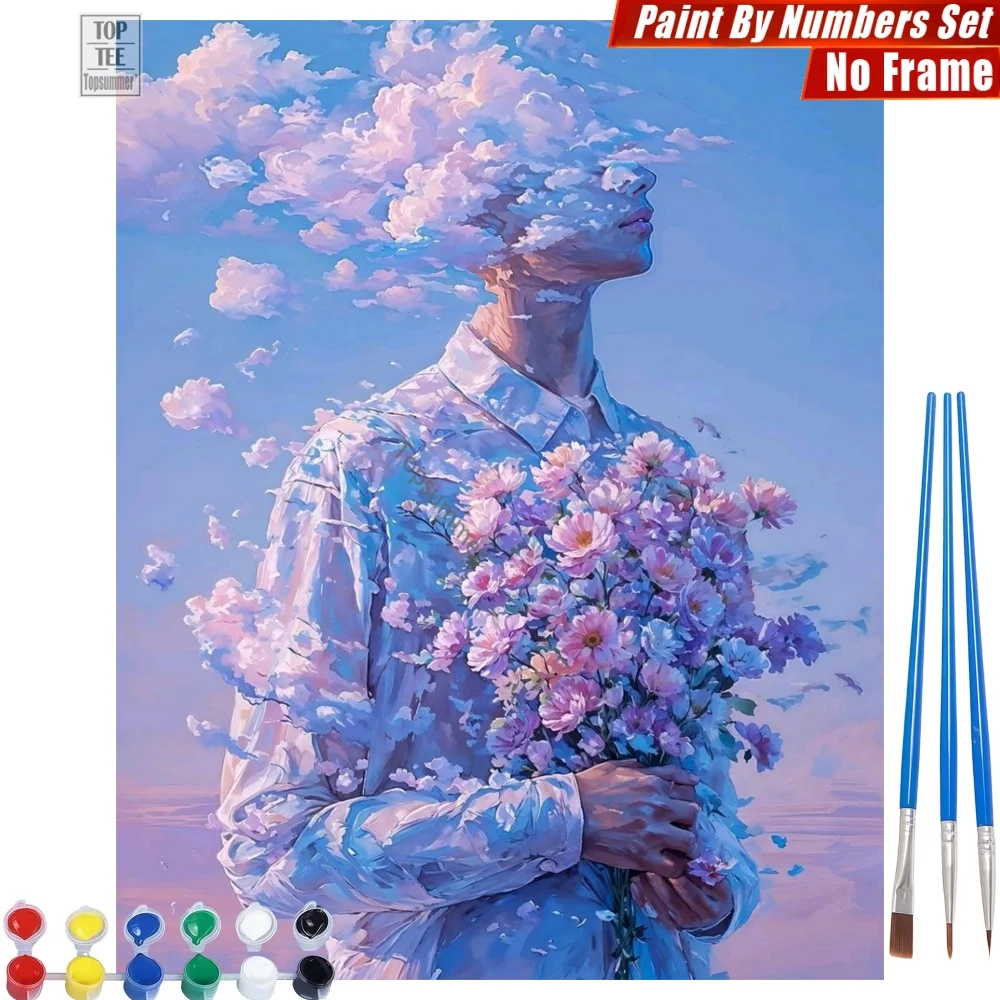 

Dreamy Bouquet Man Paint By Numbers Set - Blending Clouds Man Artistic Activities New Year's Day Gift For Colleague