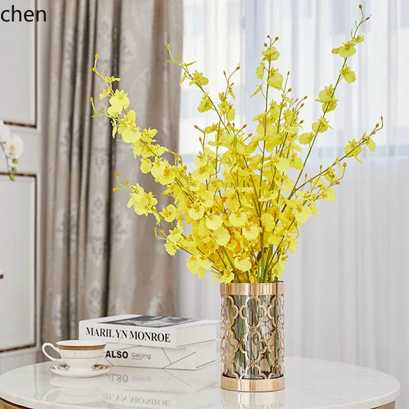 L20- Simple Metal Glass Vase Flower Arrangement Living Room TV Cinet Dining Tle Decoration Entrance Display