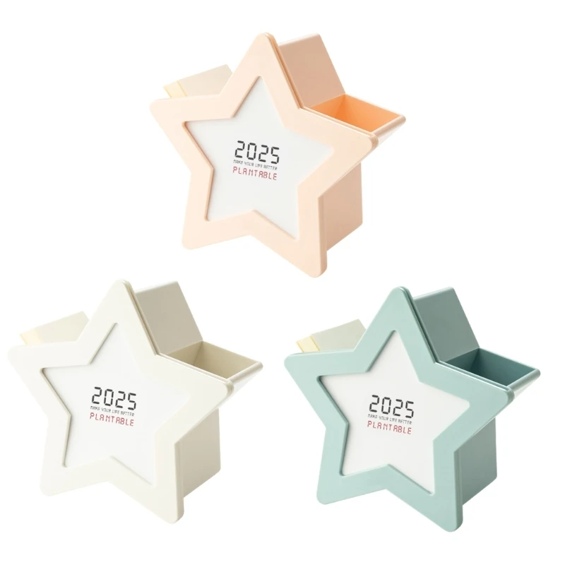 

Multifunctional Desk Organizers with Calendar Star Shaped Pencil Holder Space Saving Tabletop Pen Organizers for Office 601E