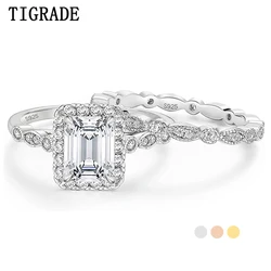 2CT 925 Sterling Silver Bridal Ring Sets Emerald Cut CZ Engagement Rings Vintage Promise Rings Marquise Wedding Bands for Women