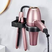 Hair Dryer Holder Wall Mounted Bathroom Hair Straightener Storage Holder Hair Tool Organizer Adhesive Toilet Blower Holder Racks
