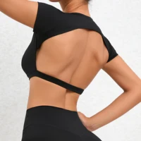 Sports Muscle Back Tee Without Padded Women Backless Sports Shirts Workout Gym Training Yoga T-Shirt Outdoor Open Back Tops - Image 6