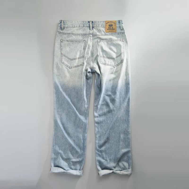 2024 Summer Spring New Vintage Casual Jeans for Men Clothing Washed Soft Cotton Loose Straight Man Pants Baggy Jeans KK1077