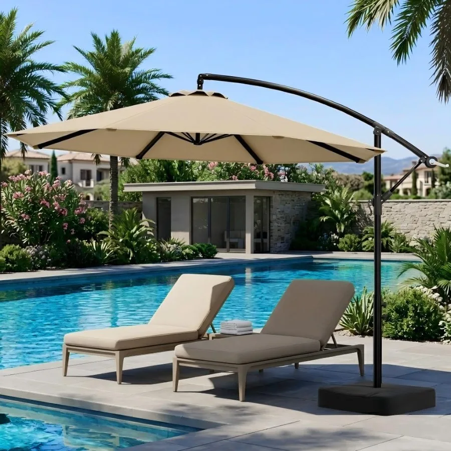 10Feet Cantilever Offset Outdoor Patio Umbrella with Base Included