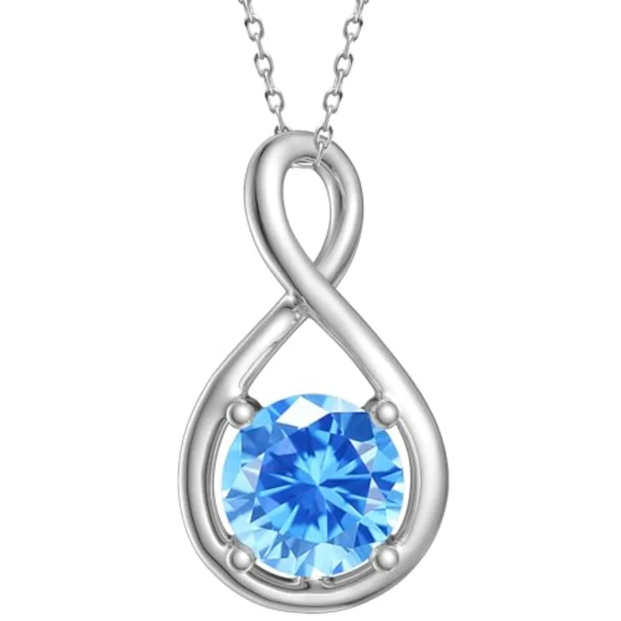 

Infinity Birthstone Necklace for Women, 925 Sterling Silver Birthday Stone Pendant with Titanium Steel Chain 18", Women's Jewel