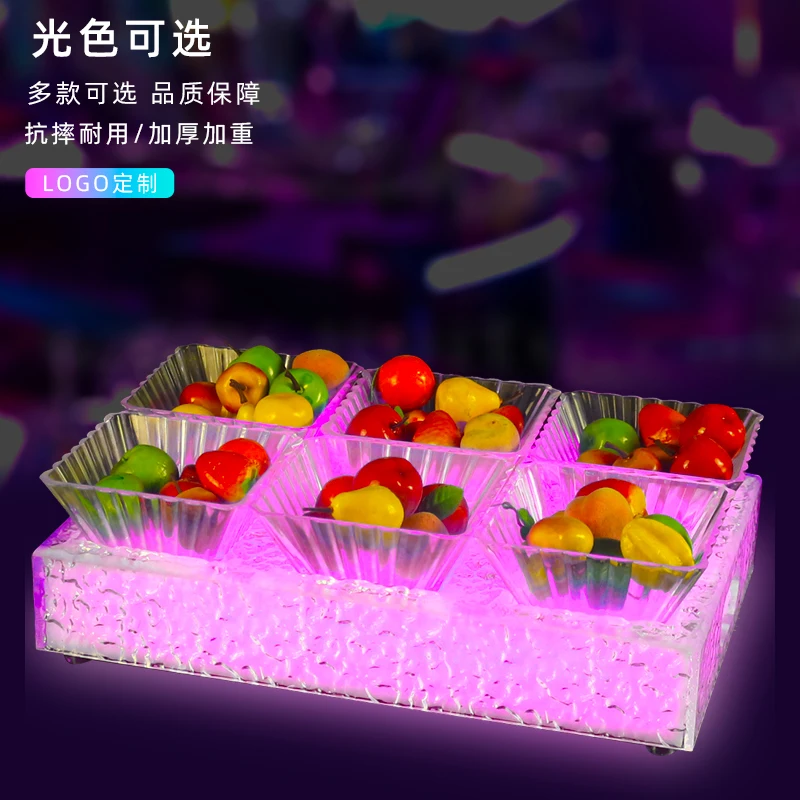 Bar snack fruit rack Nightclub LED fruit tray rack Ice patterned luminous snack tray Private room Party KTV exclusive