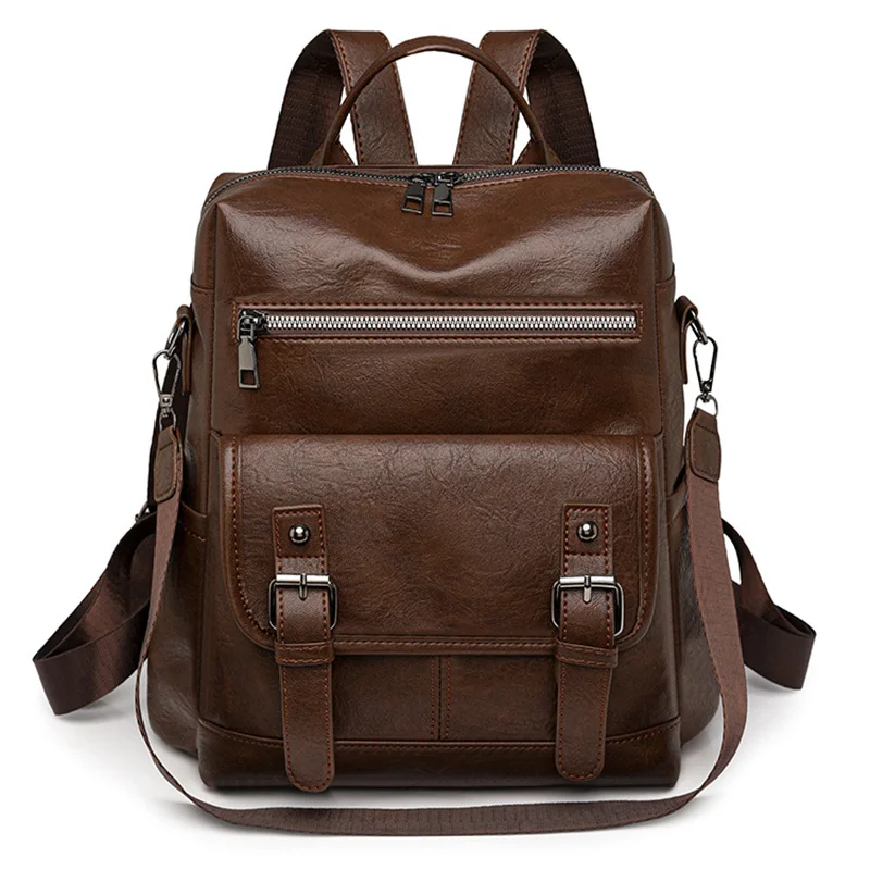 

2026 Новый женский рюкзак в стиле ретро, модный многофункциональный дорожный рюкзак с кисточками из мягкой кожи, однотонный дизайн из искусственной кожи