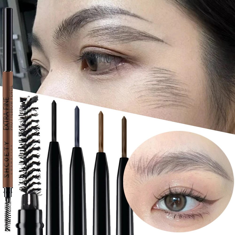 Crayon à sourcils double extrémité ultra fin pour femme, imperméable, ne tache pas, tatouage des sourcils, contour naturel longue durée, maquillage