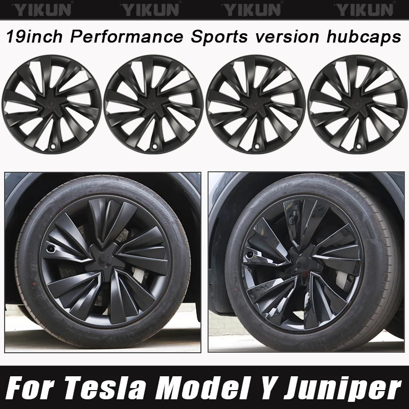 

4PCS Wheel Covers for Tesla Model Y Juniper 19 Inch 2025 Replacement for 19" Crossflow Wheels Hub Cap Full Rim Car Accessories