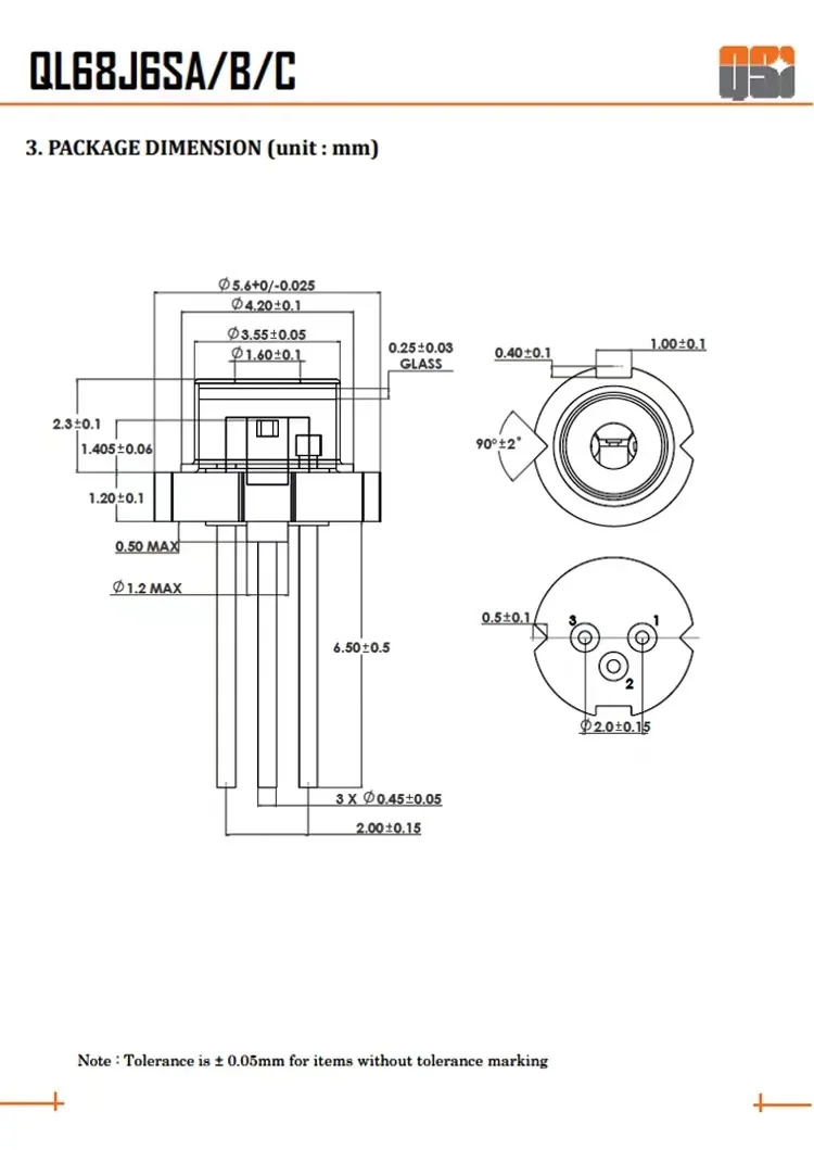 QSI QL68J6SA QL68J6SC 685nm 50mw 5.6mm 60 ℃   مع صمام ثنائي ليزر PD