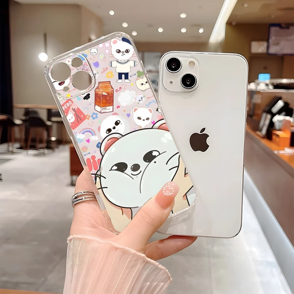 S-Stray Cartoon kids Phone Case for 15 Pro Max iphone 14 Plus 11 12 13 Mini 7 8 Plus X XR XS SE 2020 Transparent Soft Cover