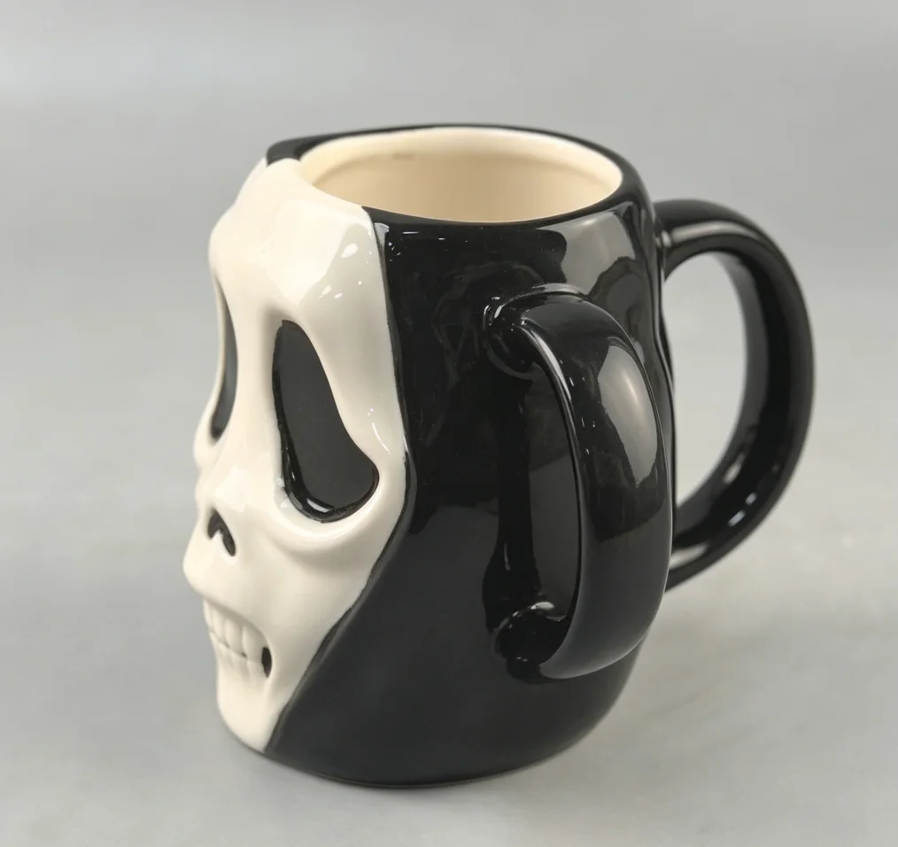 Tasse à café en céramique Crâne Gothique d'Halloween - Tasse à eau Tête de squelette avec poignées pour articles fantaisie sur le thème d'Halloween