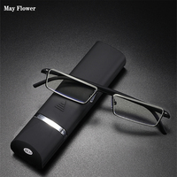 May Flower TR90 Presbyopic Glasses Man Blue Light Reading Glasses Men Metal Square Glasses For Sight Plus Lenses +1.75+2.25+2.75