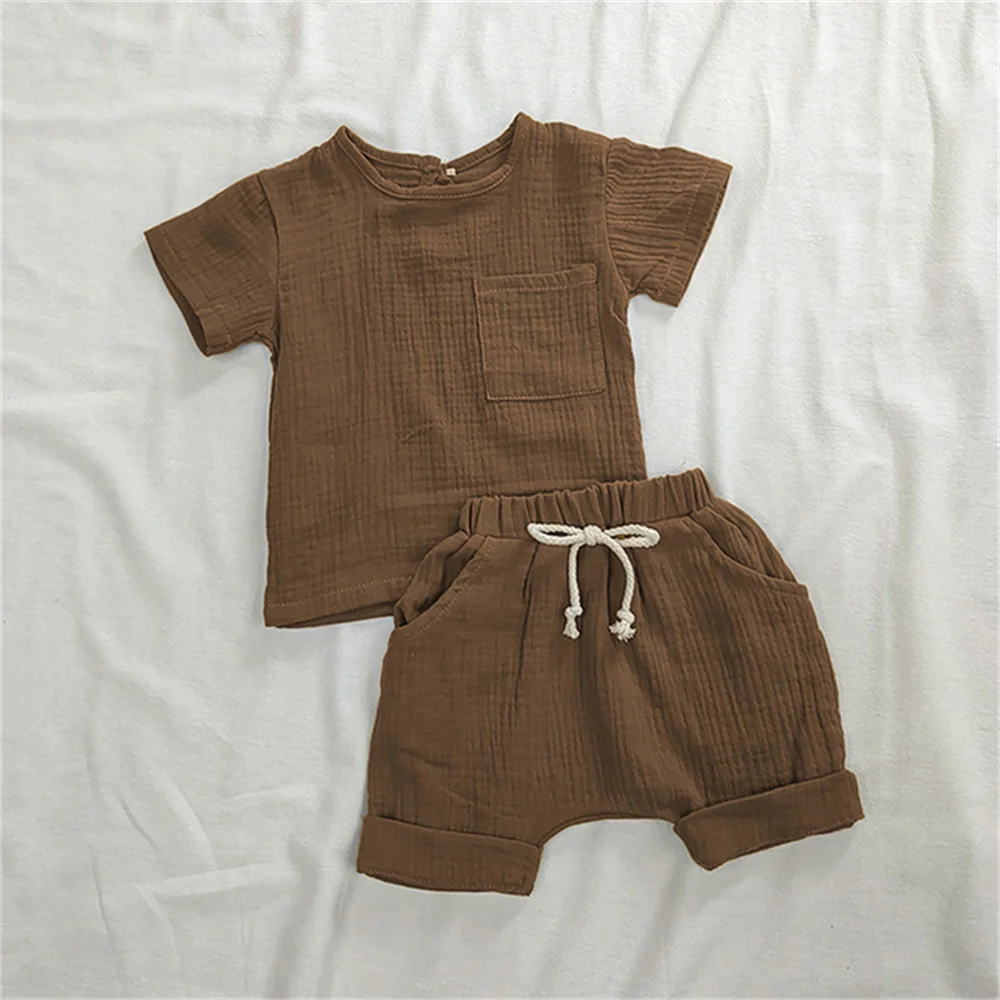 Organic Cotton Baby Clothes Set Summer Casual Tops Shorts For Boys Girls Set Unisex Toddlers 2 Pieces Kids Baby Outifs Clothing