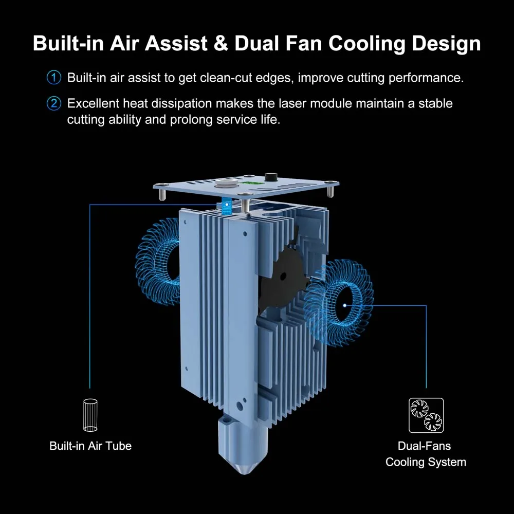 LASER TREE K30 30W Optical Power Laser Module with Air Assist TTL Blue Light Laser Head for CNC Cutting Machine Engraving Tools