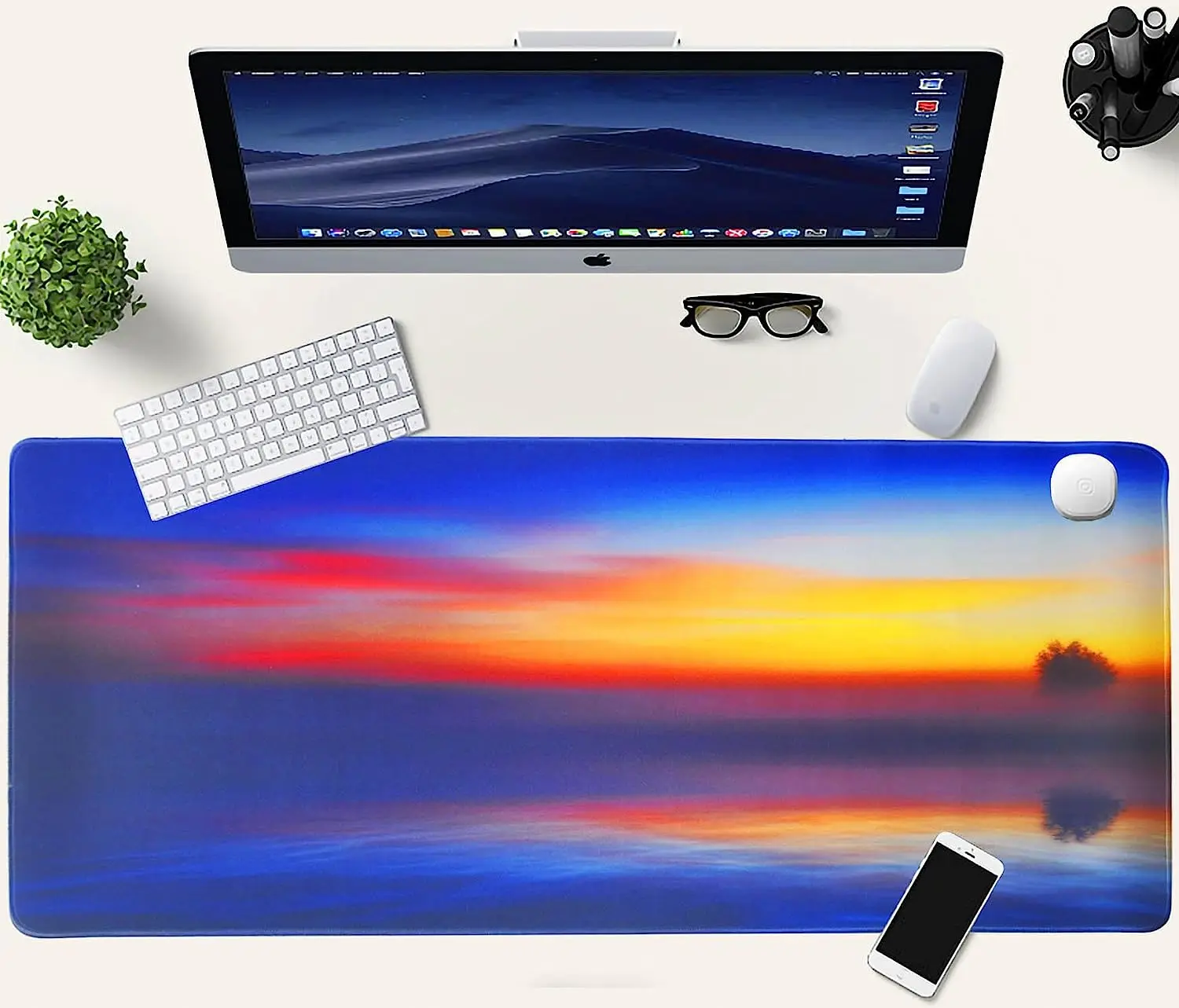 Lingering Light dari pengaturan matahari Mouse Pad 35.4x15.6 inci besar Gaming Mouse Pad Non-Slip tahan air Mouse Pad untuk kantor rumah