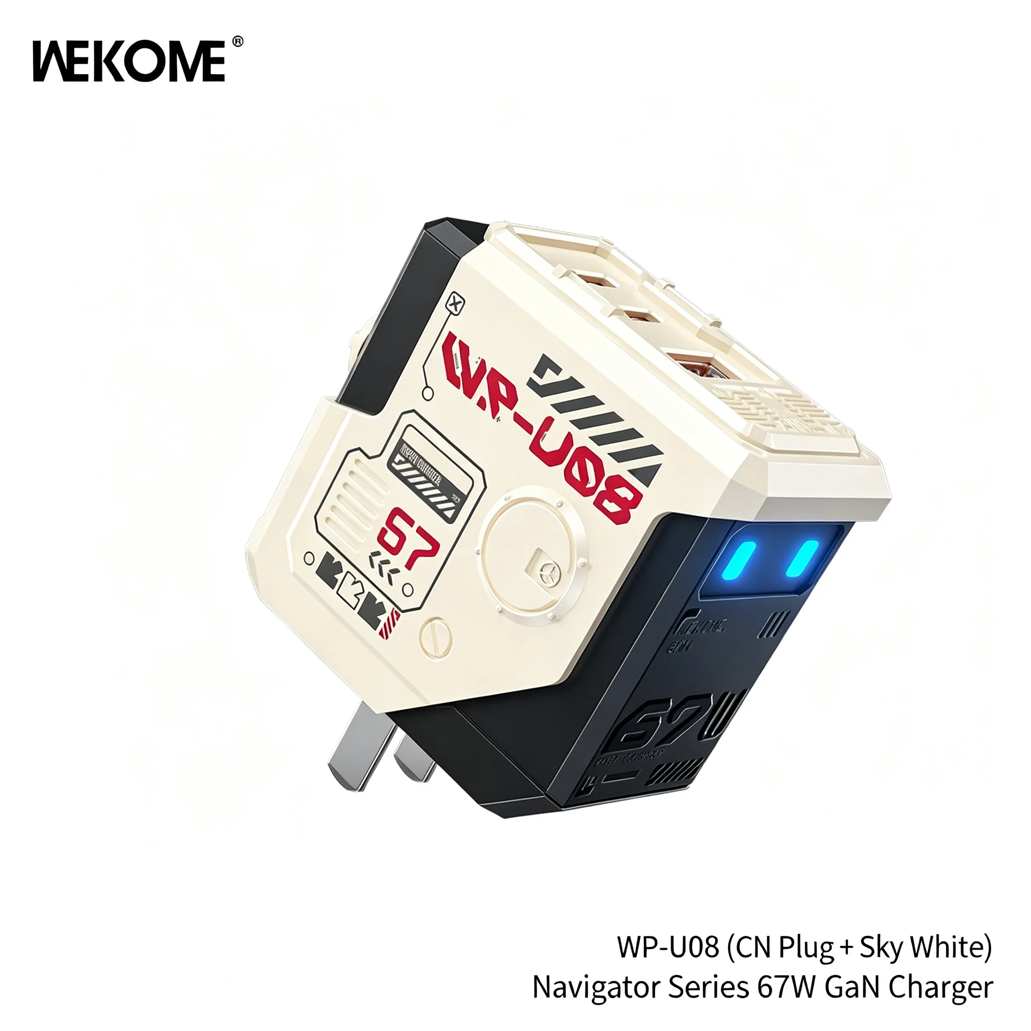 wekome-wp-u08-67w-gan-charger-3-port-fast-usb-c-wall-charger-foldable-plug-pd-qc-compatible-with-laptop-phone-tablet-cn-plug