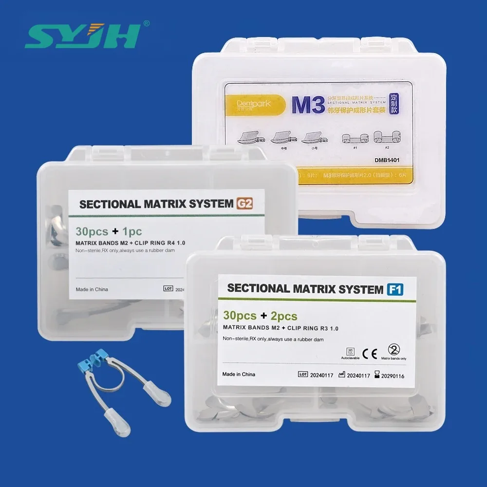 Dental Matrix System F2 Special Offer Kit – Sectional Contoured Metal Bands + 2 Rings + 1Box Wedges + Ring Forceps for Dentistry