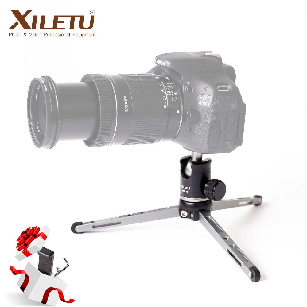 XILETU MT26+XT15 Aluminum Alloy Desktop Bracket Mini Tabletop Tripod with Ball Head For DSLR Camera Mirrorless Camera Smartphone