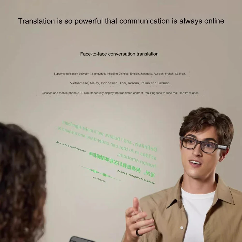 Meizu StarV Air2 AR النظارات الذكية الكلام المطالبة ركوب الدراجات دعم الإنجليزية في وقت واحد 13 لغة الترجمة في الوقت الحقيقي