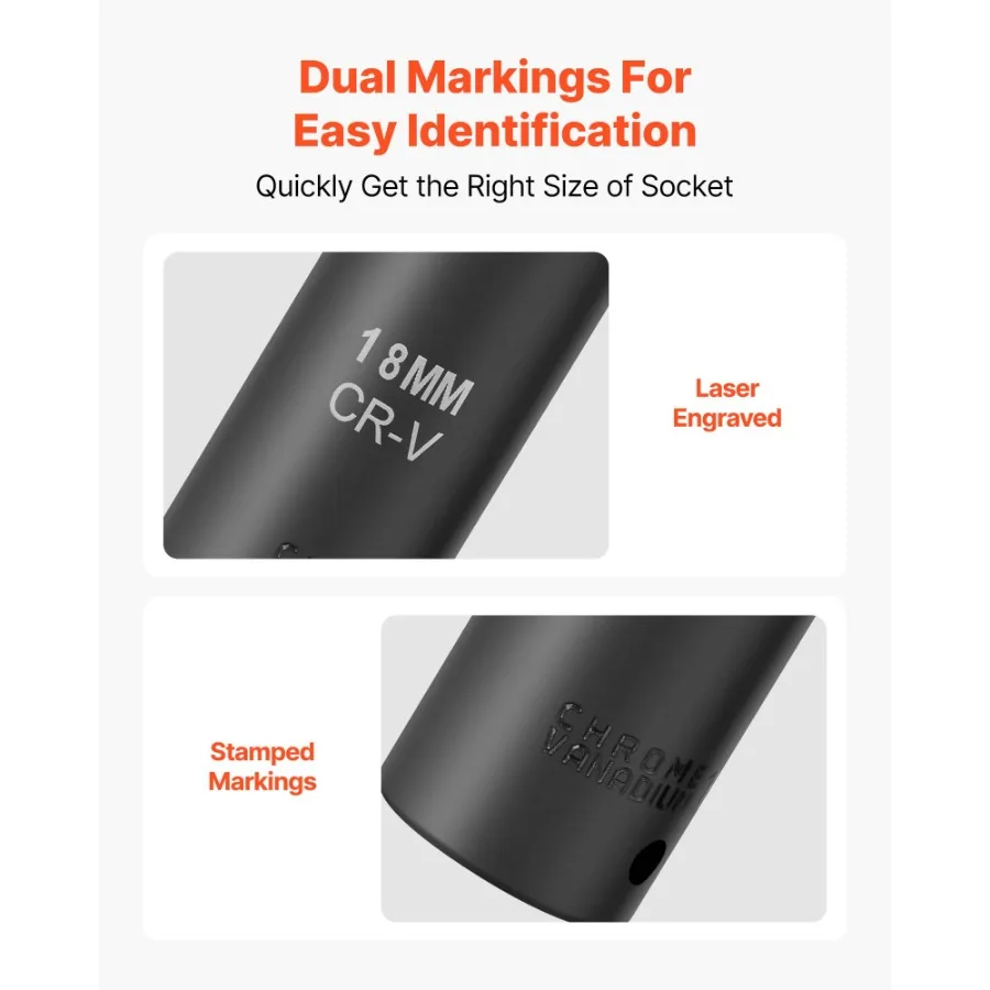 Set di bussole a impatto per azionamento 1 2 Set di bussole profonde da 26 pezzi metriche 11 mm 36 mm