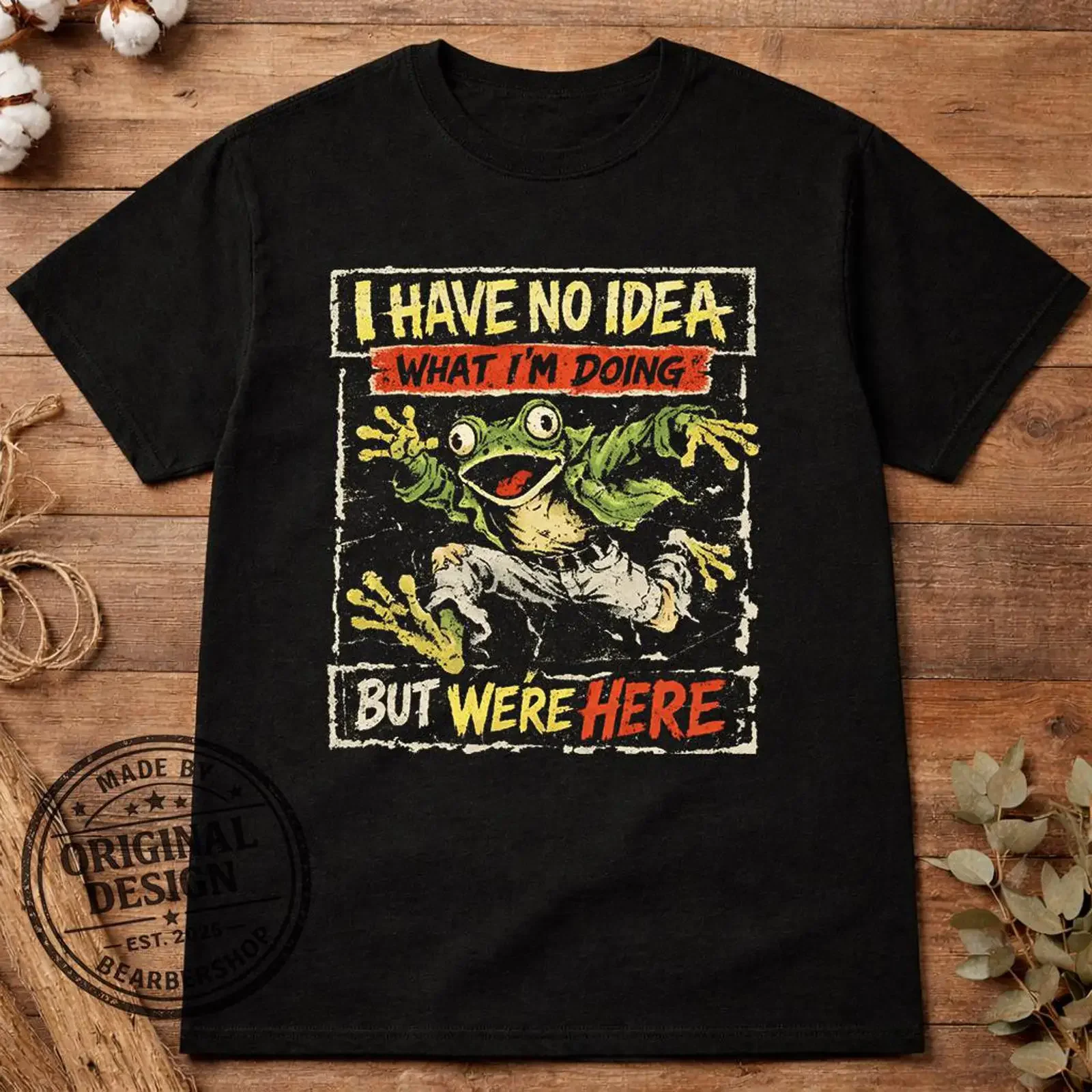 Funny Frog T Shirt Meme Unhinged Weird Lover  vintage Washed designer clothes streetwear Top For Everyday Wear Stylish