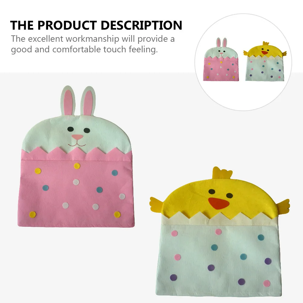2Pcs Easter Chair Cover High Quality Reusable Washable Comfortable Touch Festive Home Decor Slipcover for Dining Chair