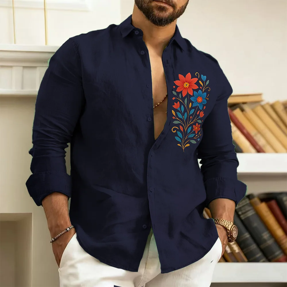 

Мужская рубашка больших размеров S-9xl: Modernity с цветочным принтом — облегающий крой (большой и высокий), мягкая дышащая ткань, с принтами Subtle Bloom,