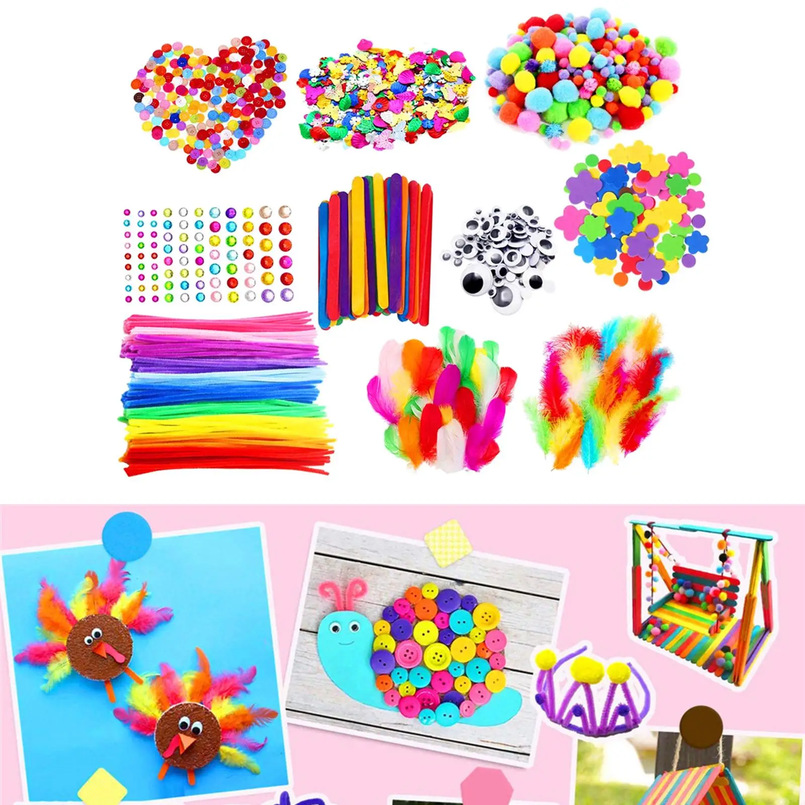 

1900+ Arts and Crafts Supplies for Kids Assorted Crafting Materials Colorful