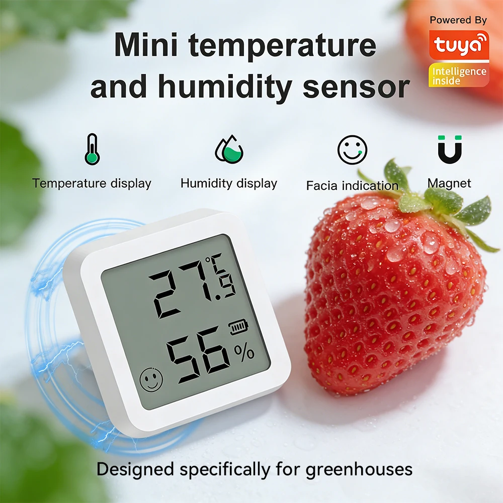 Magnet Smart Bluetooth 5.2 Temperature and Humidity Sensor LCD Display Smart Life APP Alexa Google Assistant Voice Control