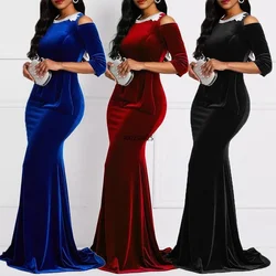 Summer Dress Women 2023 Velvet Mermaid Fashion Ankara Red Dress Vetement Femme Robe Ladies Black Sexy Floor Length