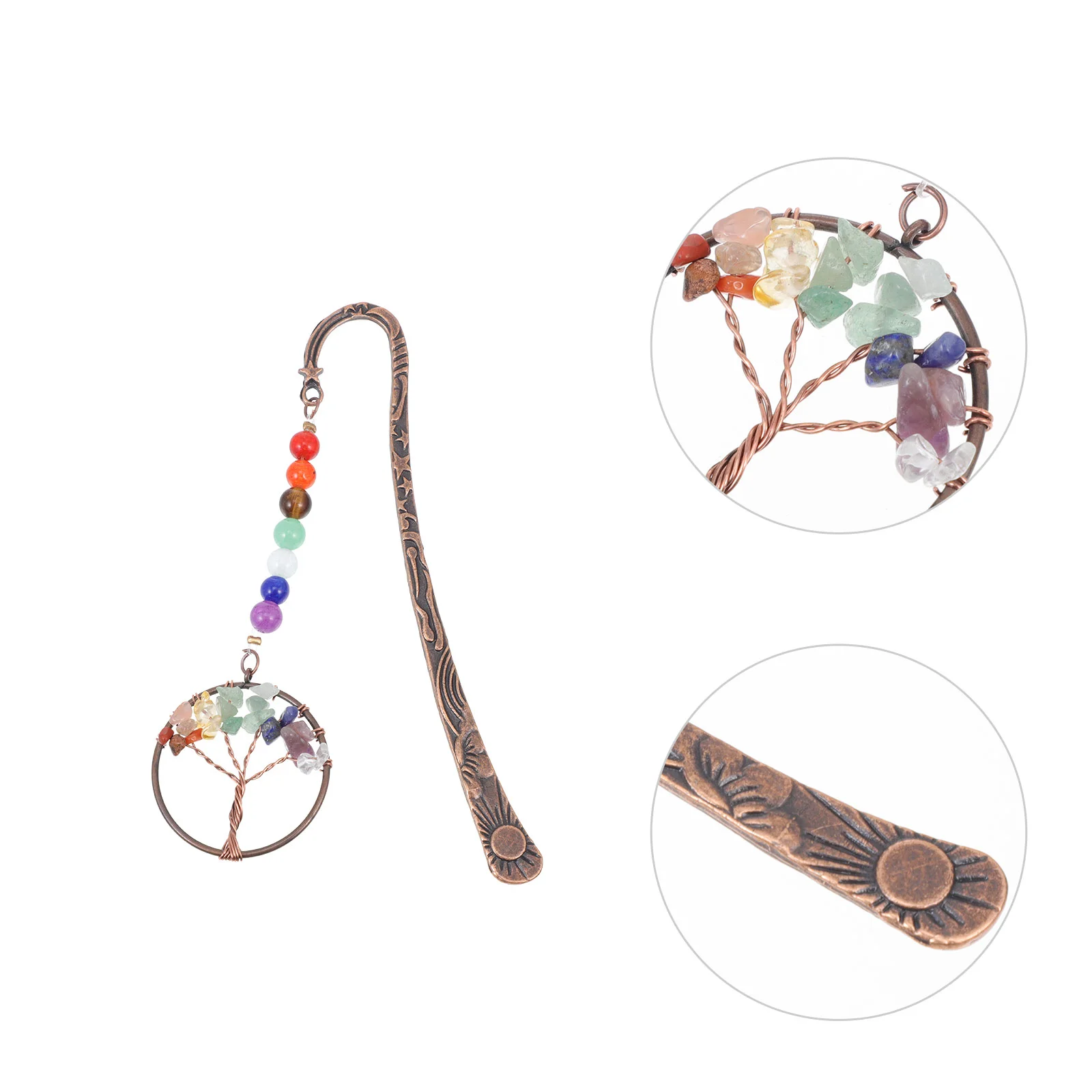 

1PC Artistic Gravel Seven Chakra Bookmark Decorative Crystal Life Tree Chakra Bookmark Artistic Bookmark