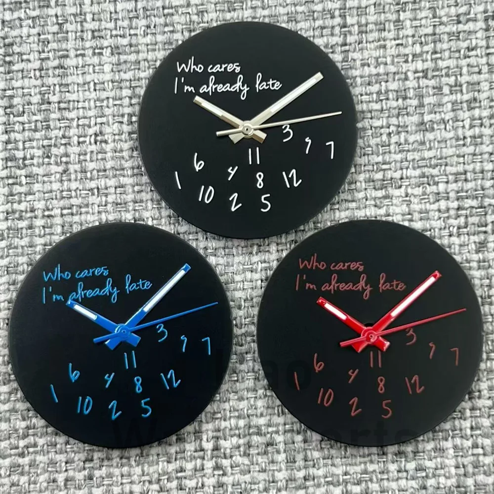 29 مللي متر نص إبداعي أسود أبيض ساعة بقرص "من يهتم أواخر بالفعل" تناسب حركة NH35A NH36 ETA PT5000 Miyota8215