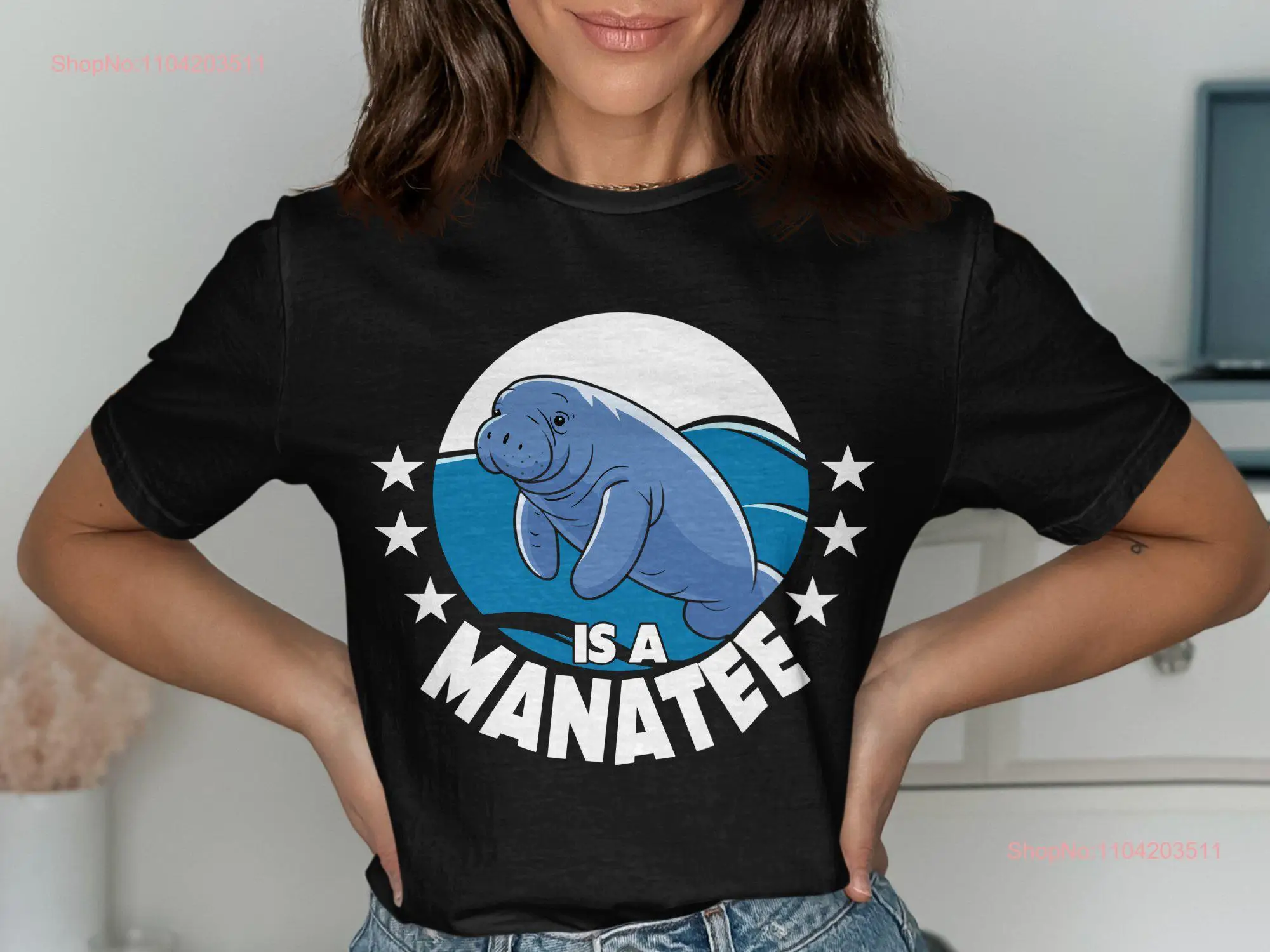 Manatee T Shirt Ocean Lover Marine Animal Sea Design Cute Cartoon Beach long or short sleeves