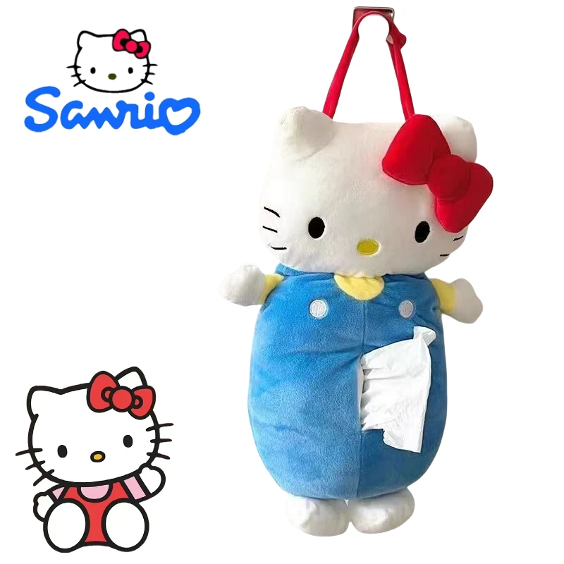 Sanrio Hello Kitty Cartoon Cute Doll Tissue Box Creative Kawaii Home Car Hanging Decoration Storage Paper Box Gift Wholesale