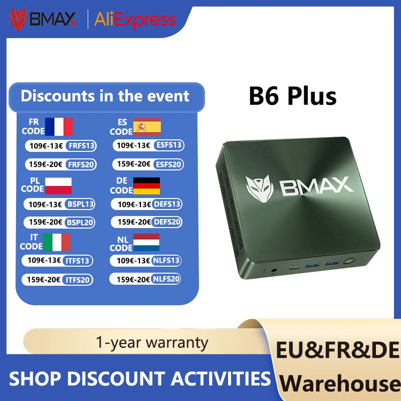 BMAX MaxMini B6 PlusMemori12GB 512G ​ ​ B SSD Windows 11 Komputer Mini Hemat Energi Rumah Bisnis