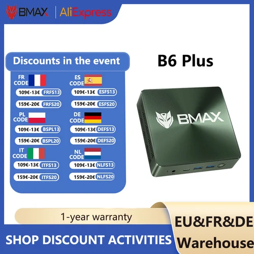 Imagen 1 del producto BMAX MaxMini B6 PlusMemoria12GB 512G B SSD Windows 11 Mini computadora de ahorro de energía para el hogar de negocios