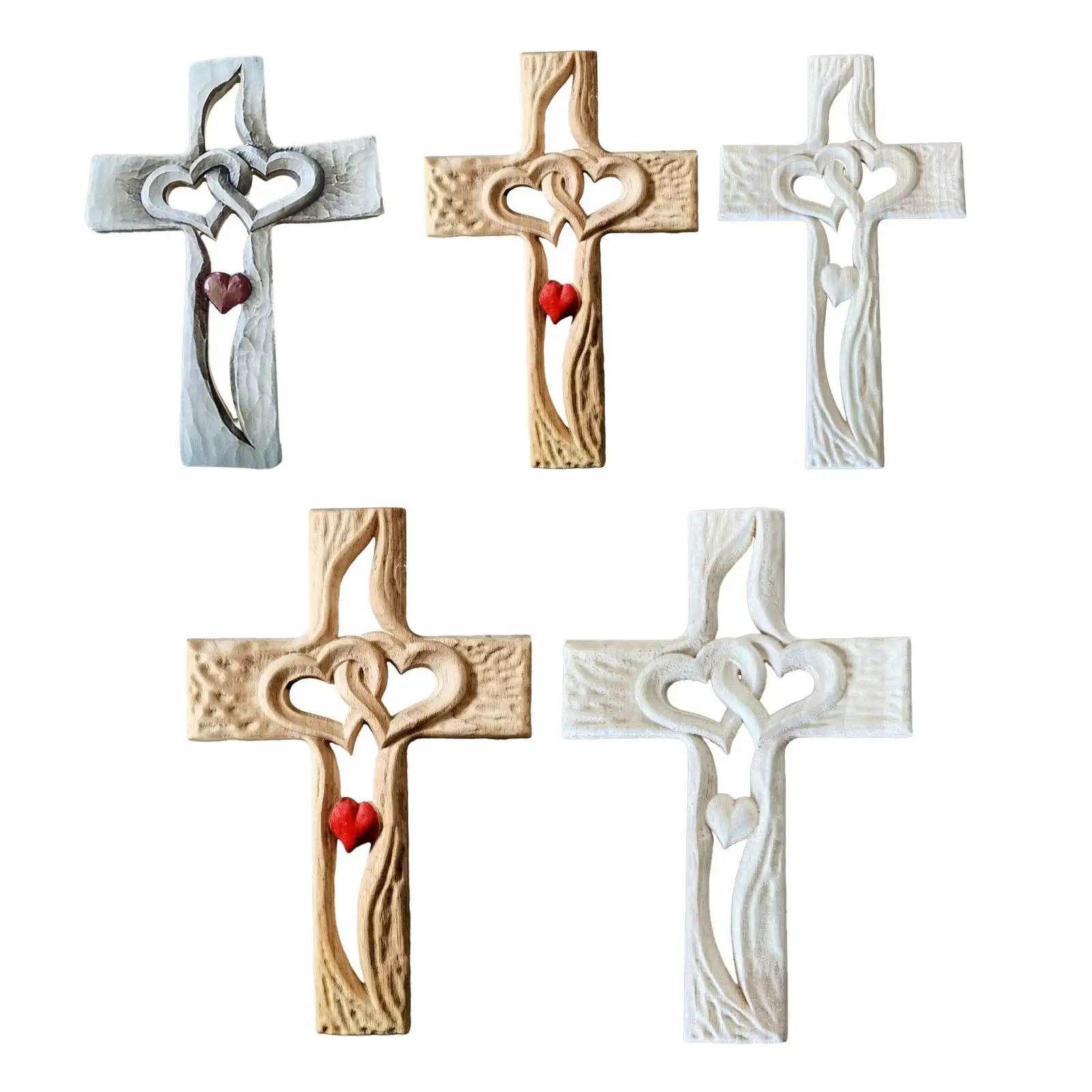 Geschnitztes Holzkreuz mit hohlen verflochtenen Herzen Geschenk dekorative Spiritual ität für Kirche Wand dekoration Tischplatte nach Hause Abschluss