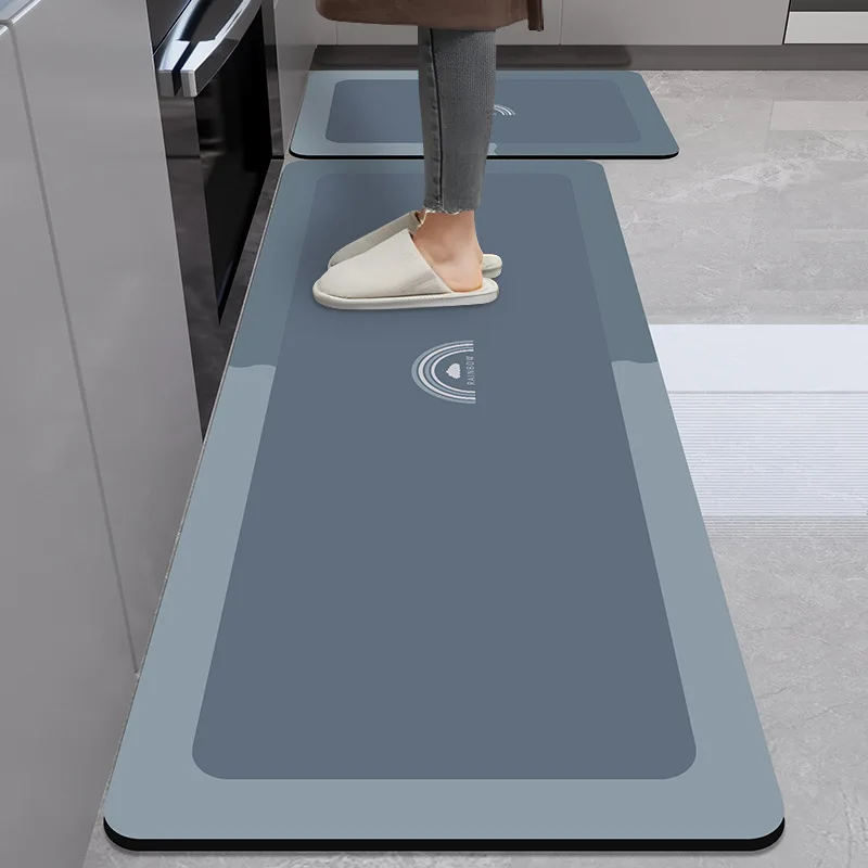 Tapis de cuisine VIKAMA absorbant l'eau et l'huile, antidérapant, moderne et simple, tapis de sol rectangulaire long en argile de silice pour la décoration de la maison