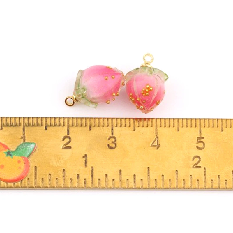 Colgante de resina de fruta de fresa 3D, pendiente hecho a mano, fabricación de joyas Diy, dijes para collar y pulsera