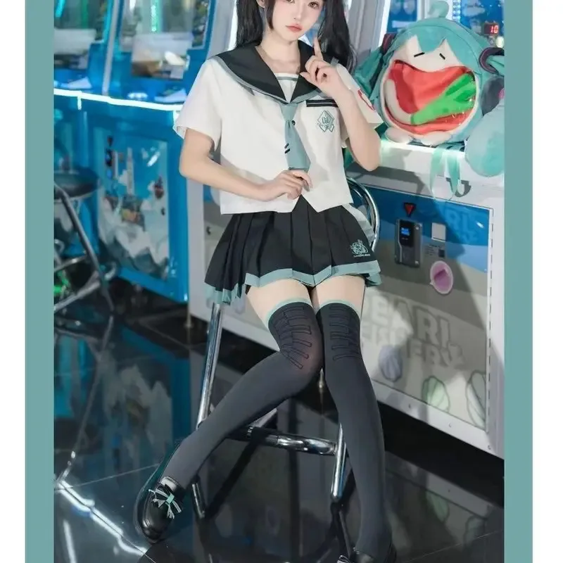 Nuova camicia da marinaio uniforme Miku JK con gonna corta a pieghe Set costume cosplay da donna per ragazza della scuola giapponese