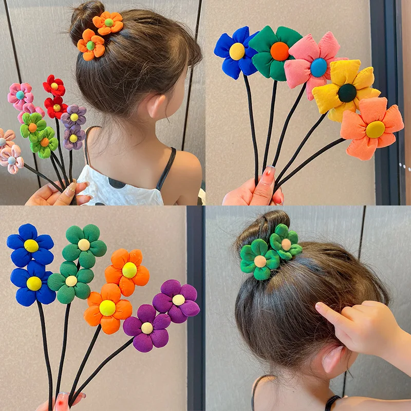 Kawaii Floral Children Hair Dish Weaving Headwear 2023 New Korean Princess Kids Braided Headdress Headband for Girls Accessories