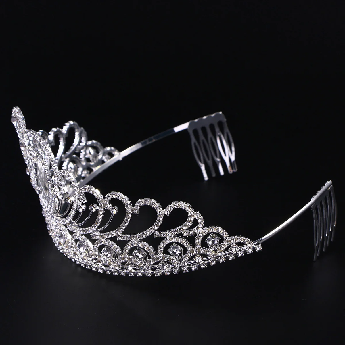 

Rhinestone Crystal Tiara Crown 21St Birthday Party 17X14X9Cm Silver Women Crown Hair Accessories Elegant Royal Headpiece